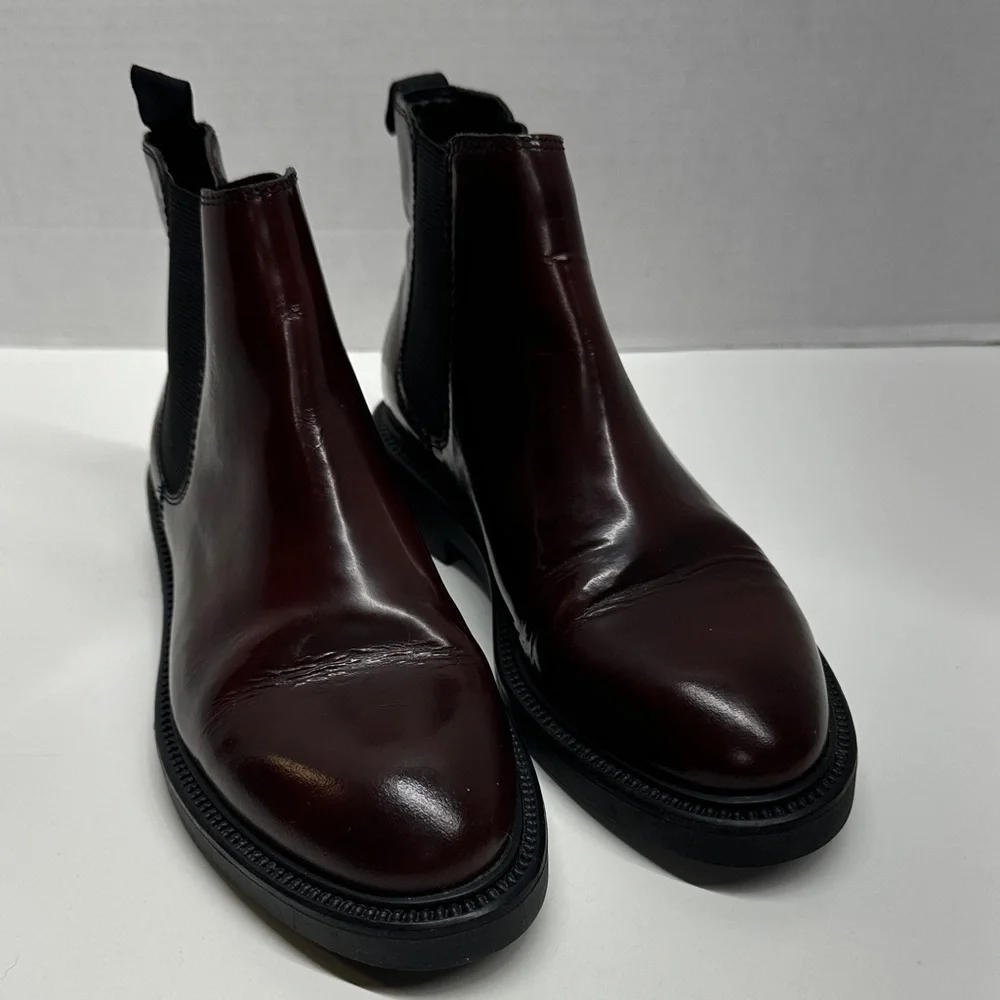 Vagabond Amina Chelsea Boots Ankle Leather Pull On Booties Bordeaux Red Size 6
